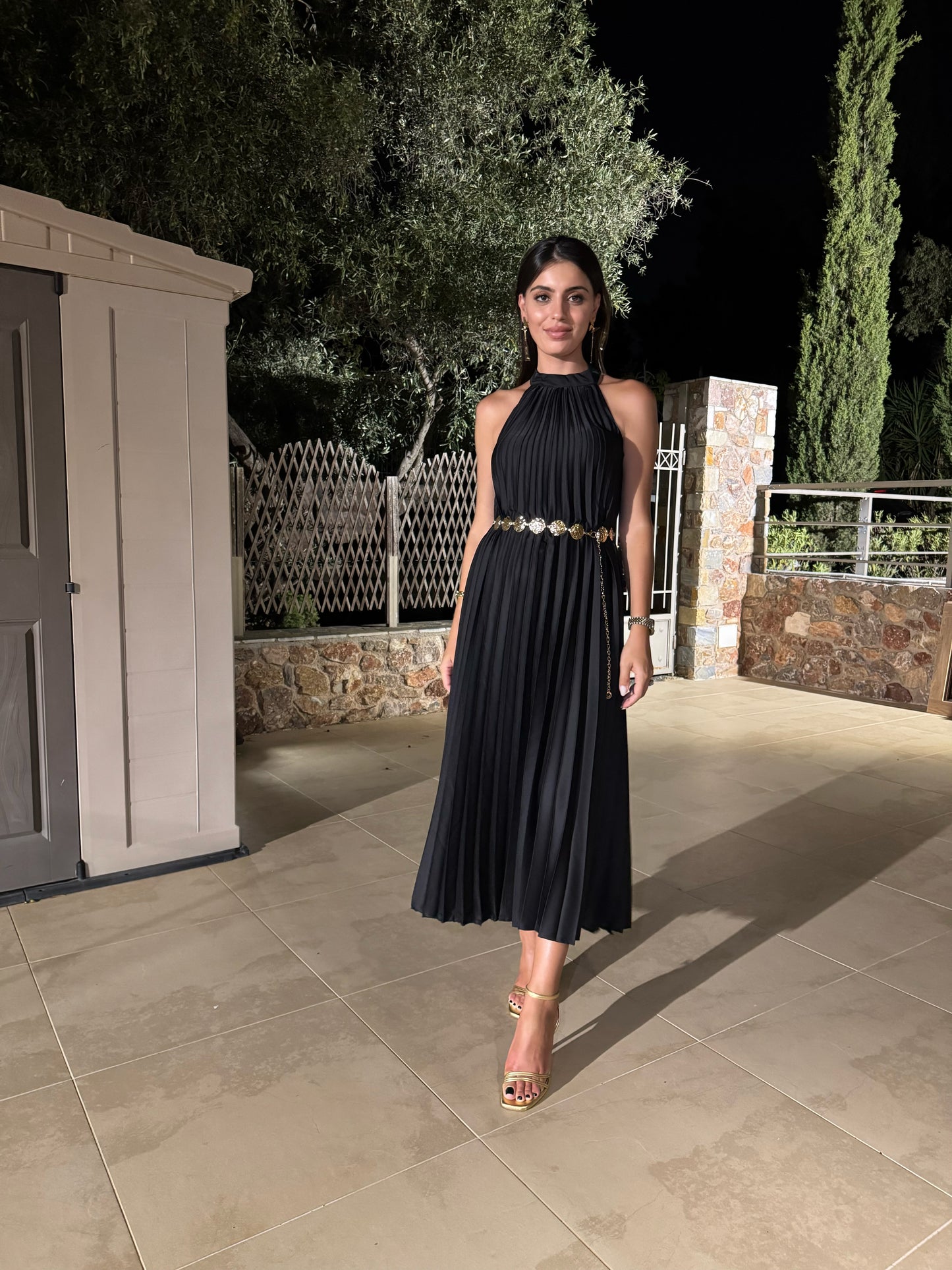 Aurora Satin Pleated Dress