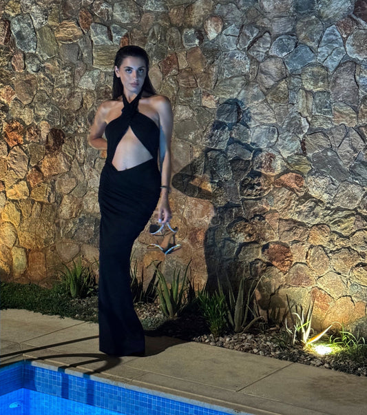 Midnight Allure Cut-Out Maxi Dress