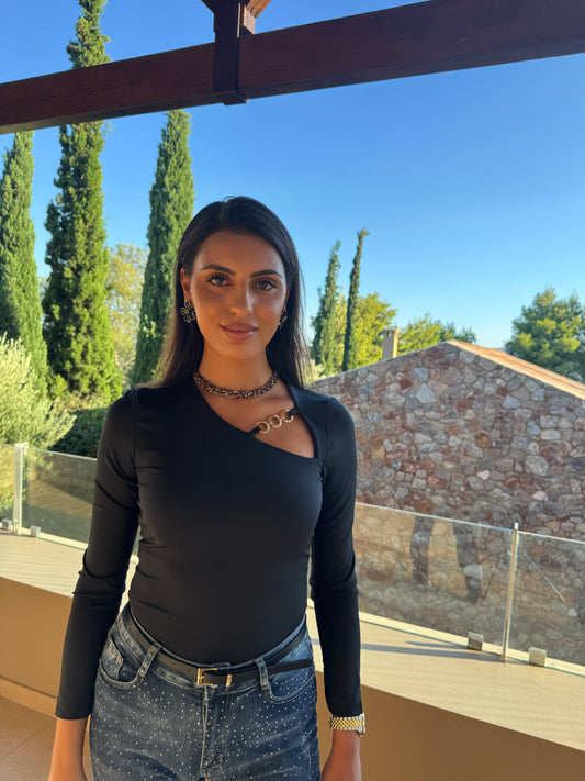 Μπλούζα Black Cut-Out Elegance